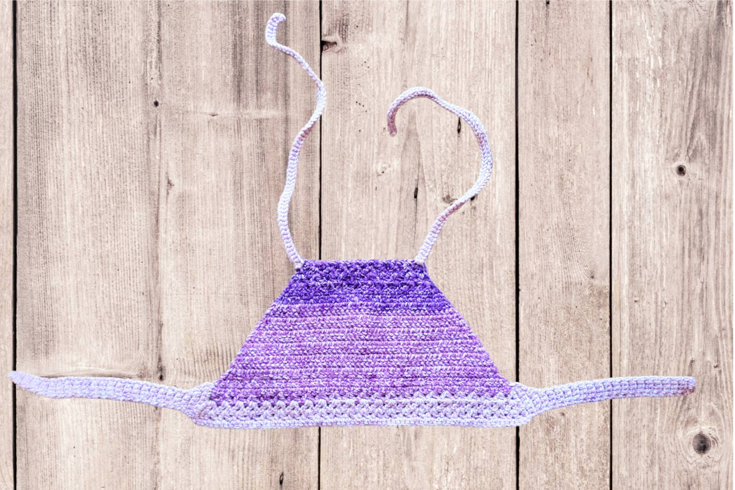 Crocheted Hanna Algarve Top in purpul mottled purple