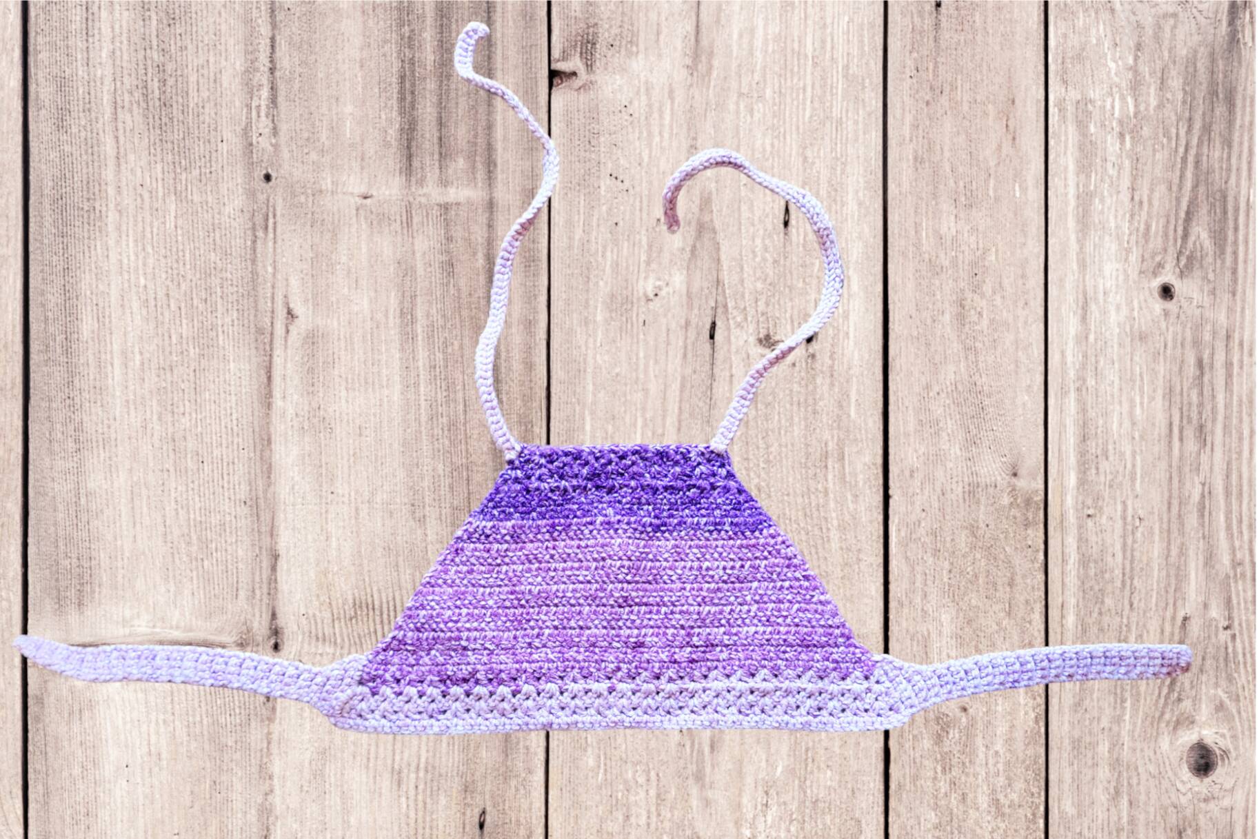 Crocheted Hanna Algarve Top in purpul mottled purple